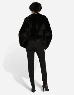 Short lambskin jacket with belt