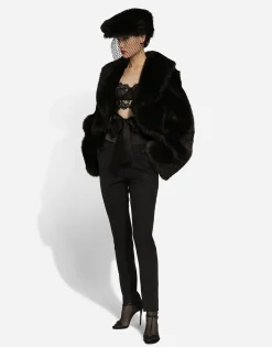 Short lambskin jacket with belt