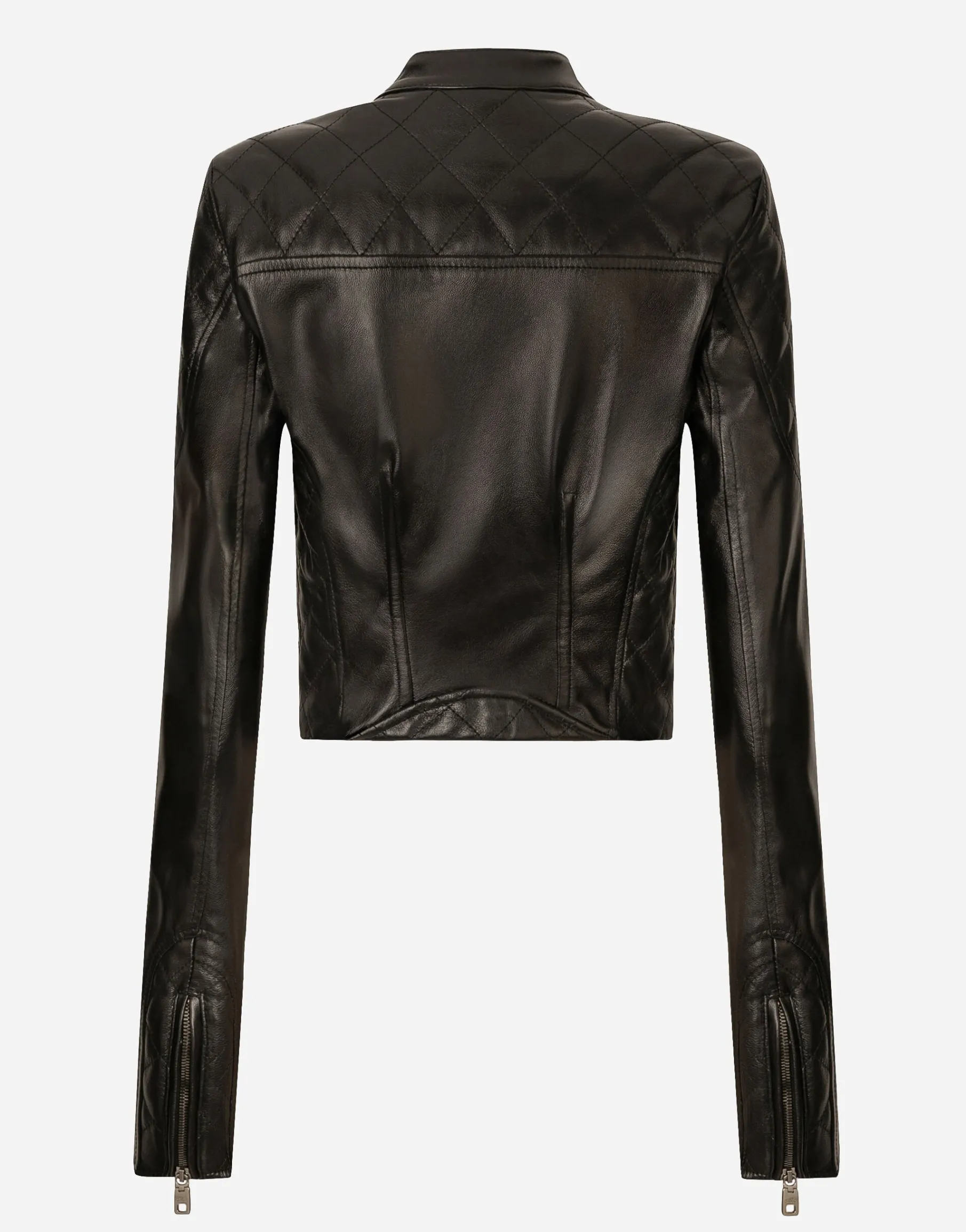 Short leather biker jacket