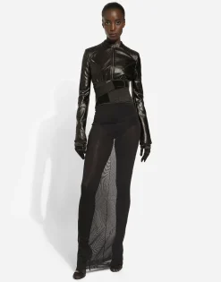 Short leather biker jacket