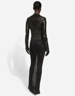 Short leather biker jacket