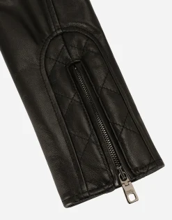 Short leather biker jacket