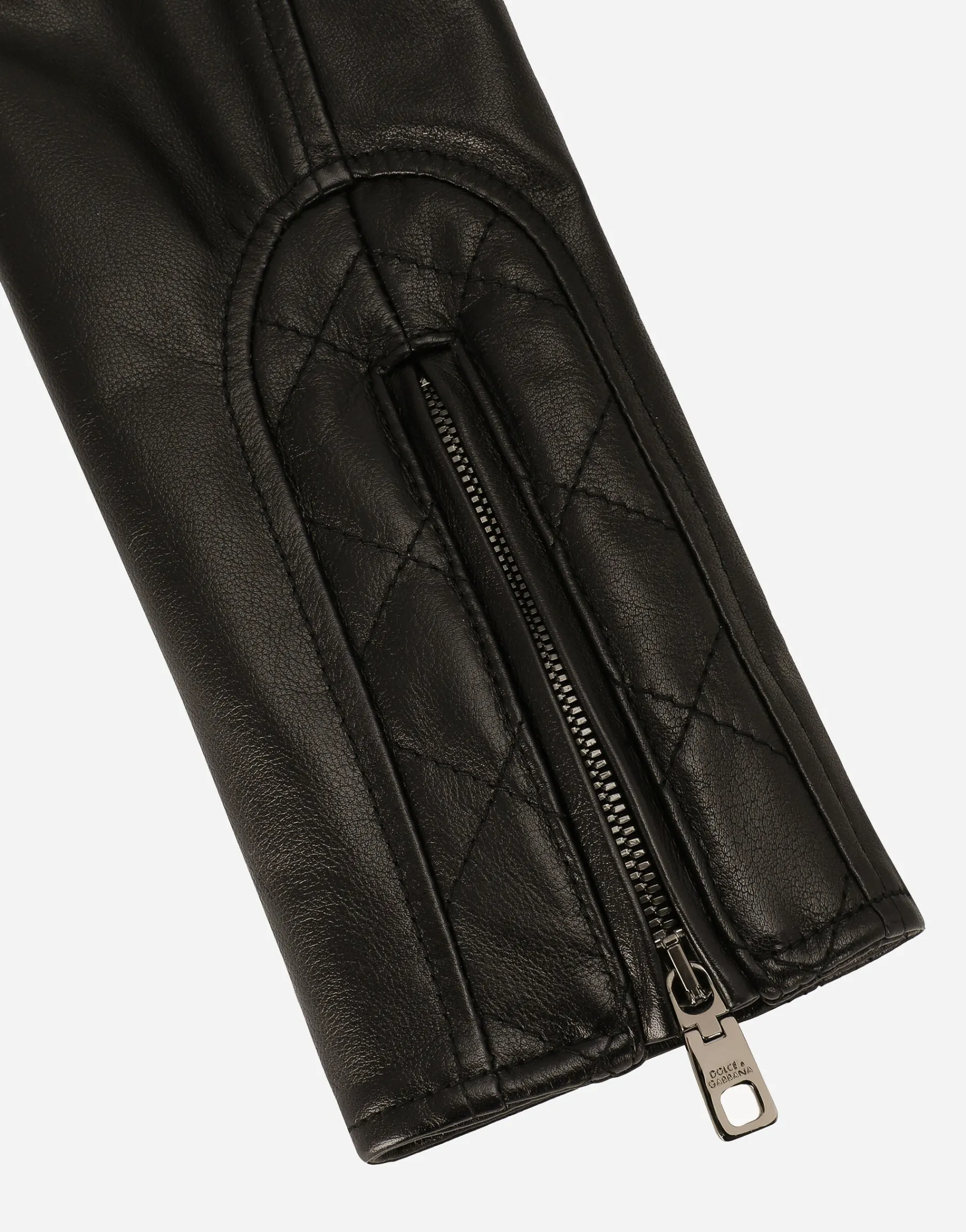 Short leather biker jacket