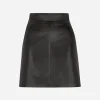 Short leather skirt