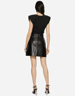 Short leather skirt