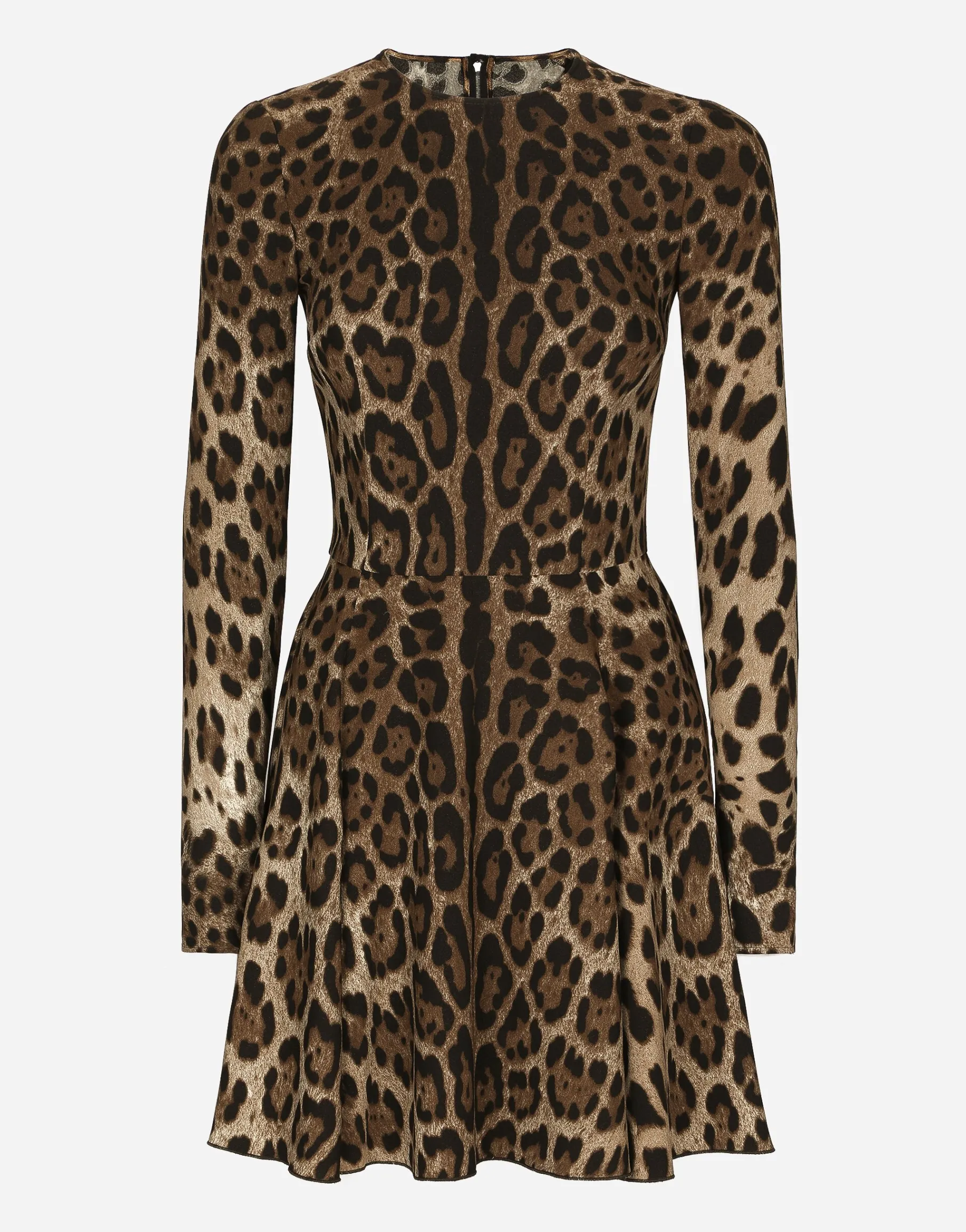 Short leopard-print cady dress