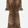 Short leopard-print cady dress