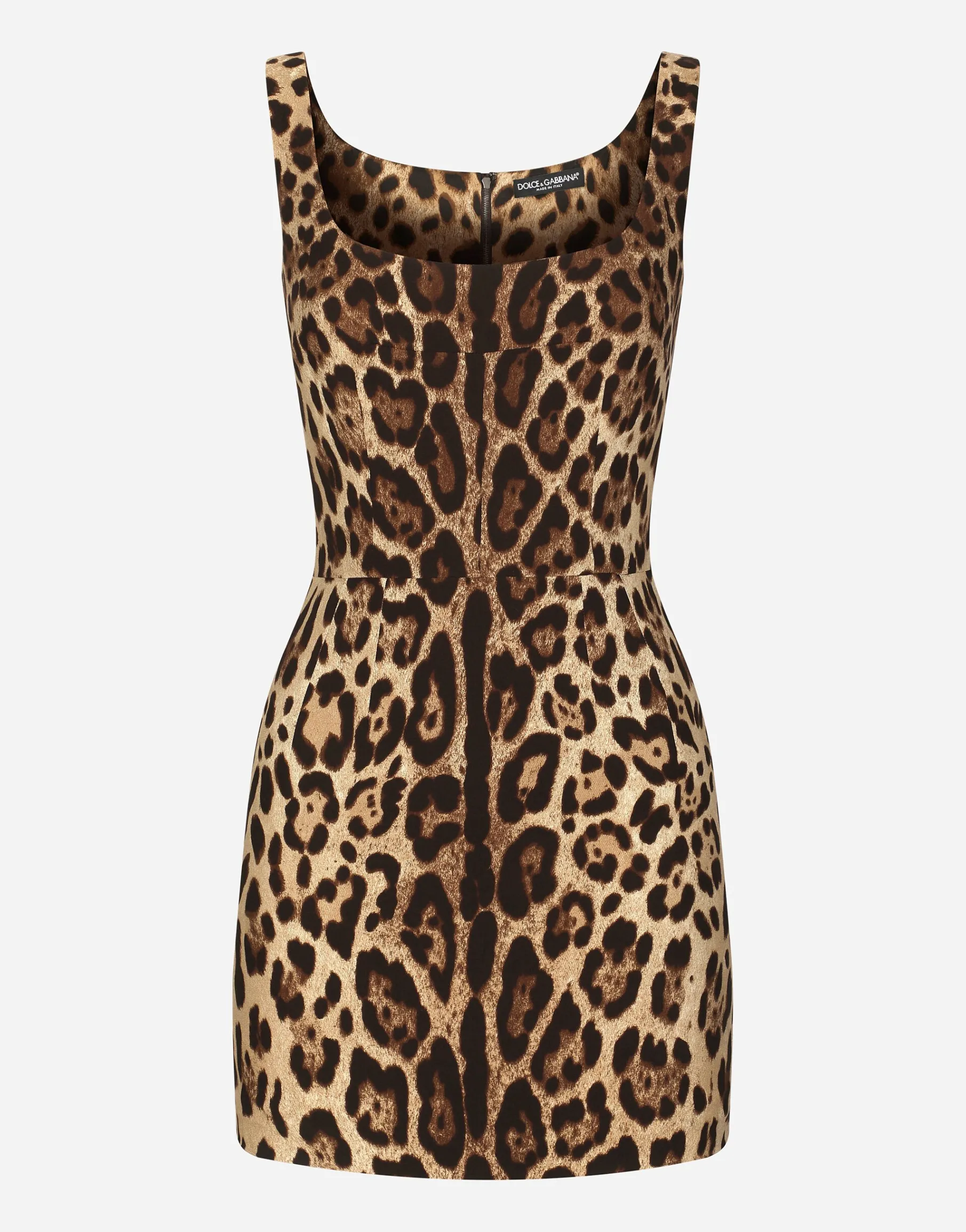 Short leopard-print charmeuse dress