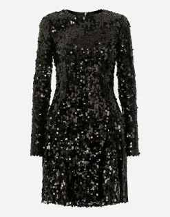 Short long-sleeved sequined dress