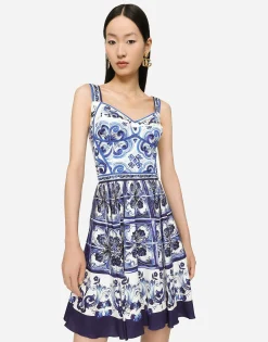 Short majolica print dress