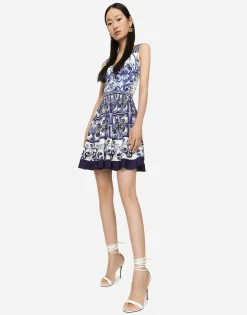 Short majolica print dress