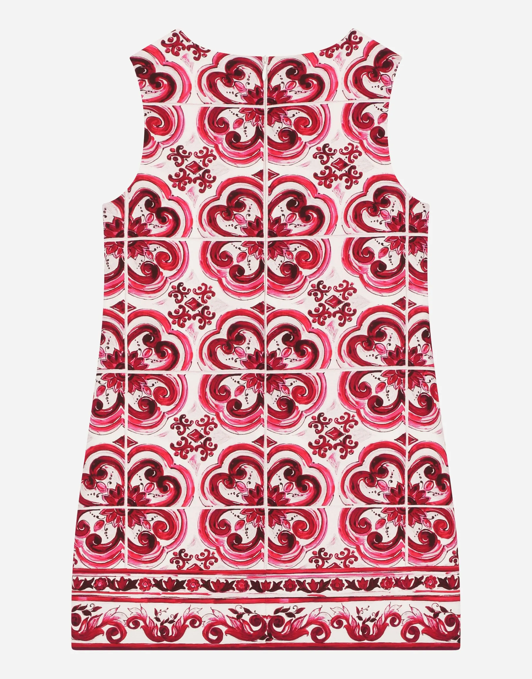 Short majolica-print cady dress