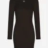 Short Milano rib dress with DG logo