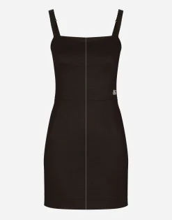 Short Milano rib dress with DG logo