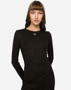 Short Milano rib dress with DG logo