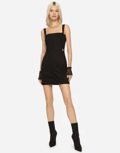 Short Milano rib dress with DG logo