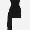 Short Milano rib jersey dress with corset detailing