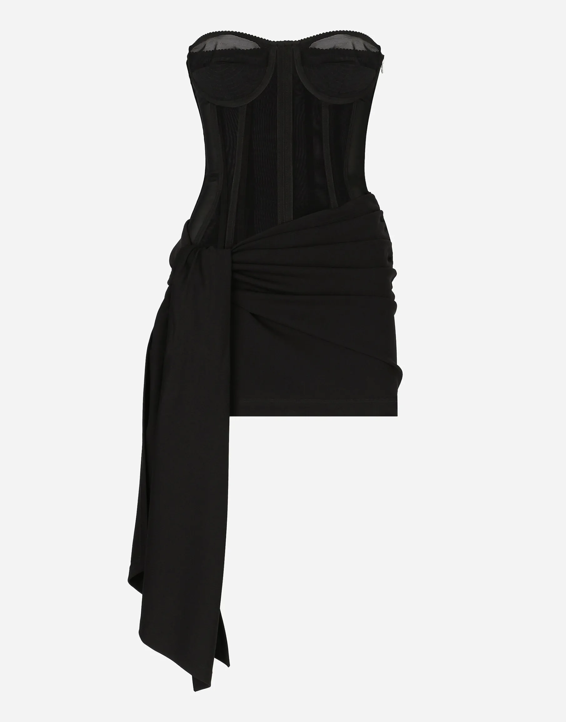 Short Milano rib jersey dress with corset detailing