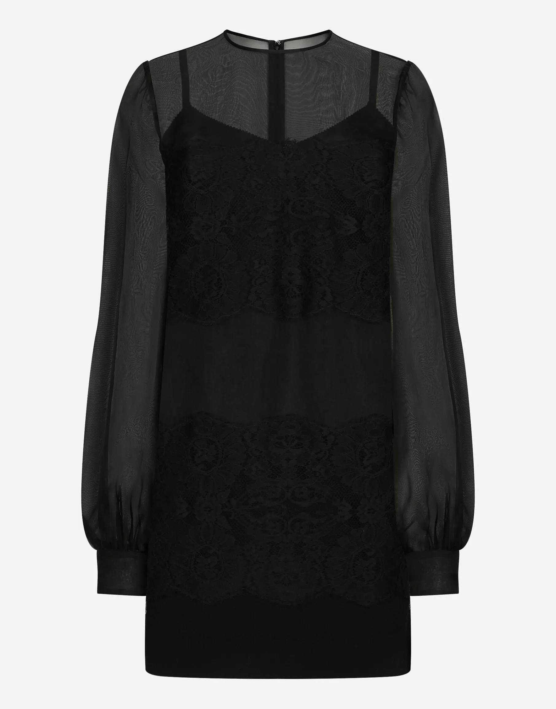 Short organza dress with lace inlay