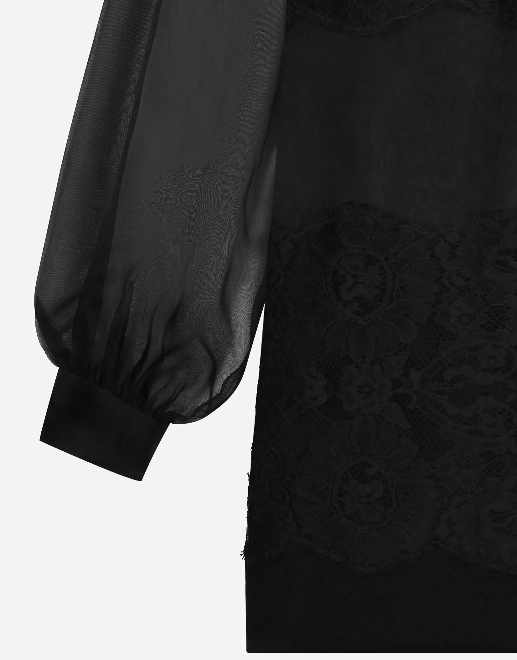 Short organza dress with lace inlay
