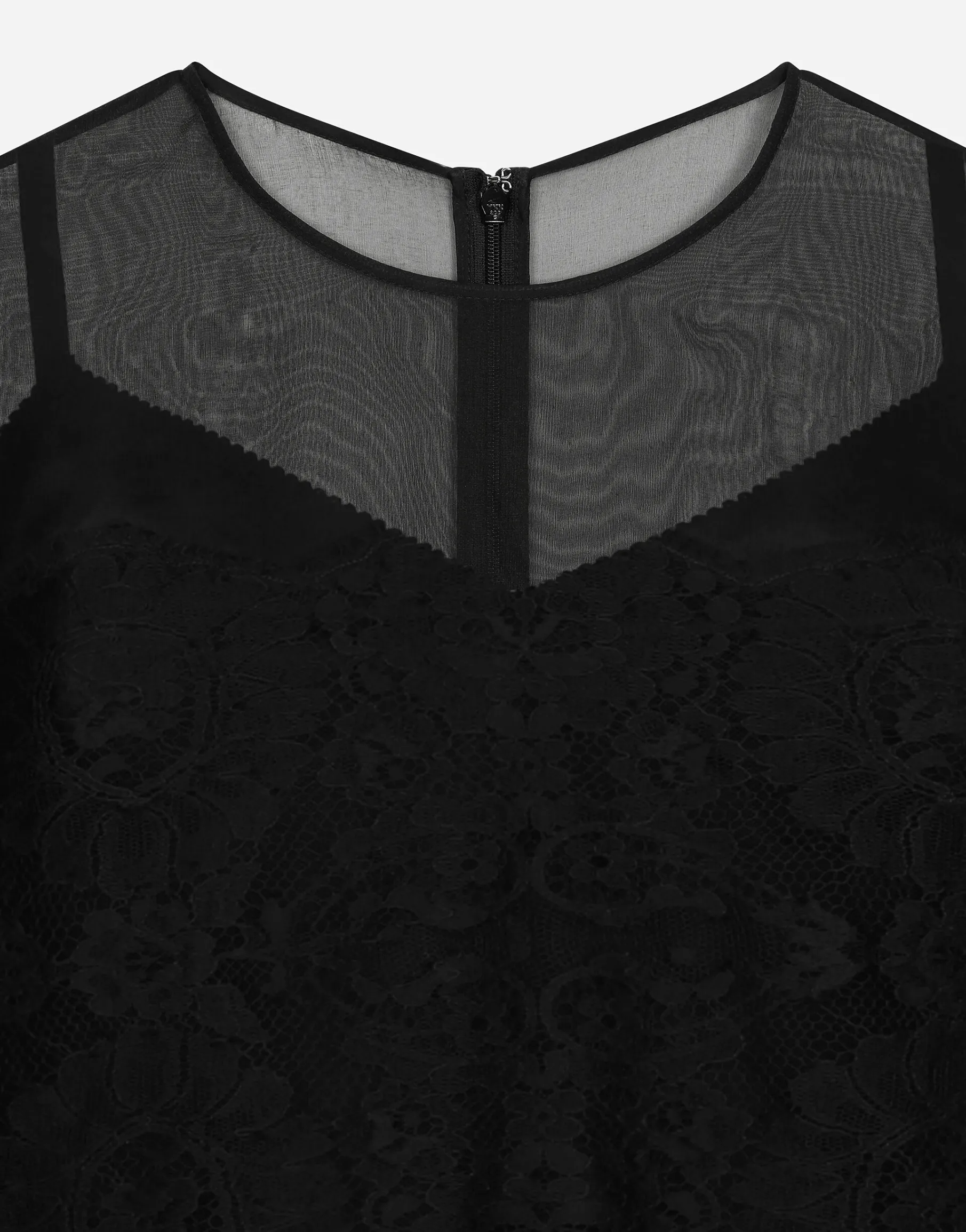 Short organza dress with lace inlay