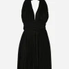 Short pleated lurex mesh dress