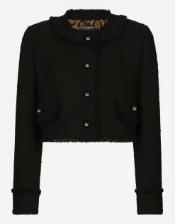 Short raschel tweed jacket