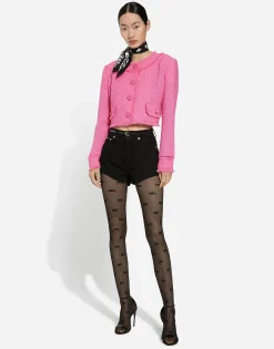 Short raschel tweed jacket