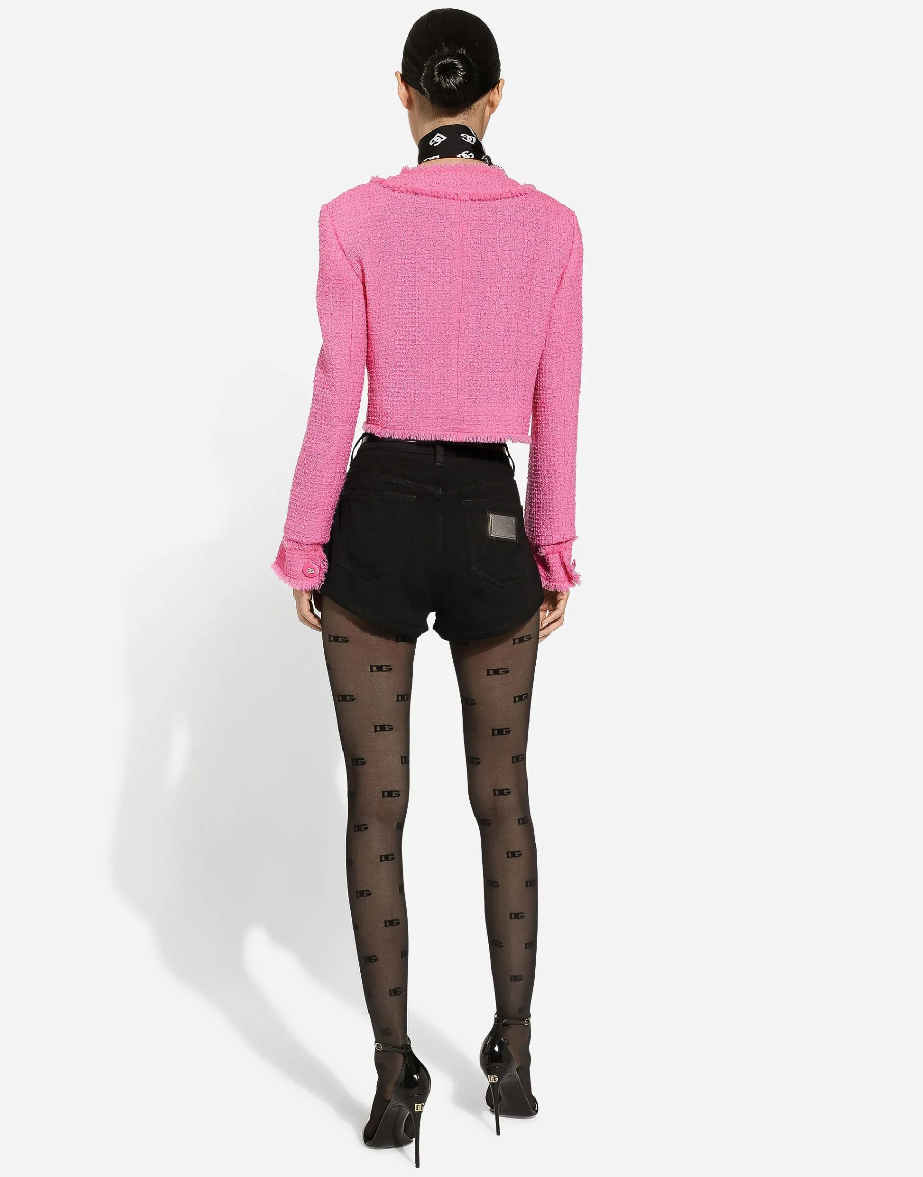 Short raschel tweed jacket