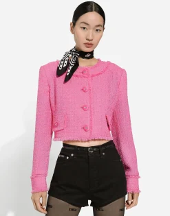 Short raschel tweed jacket