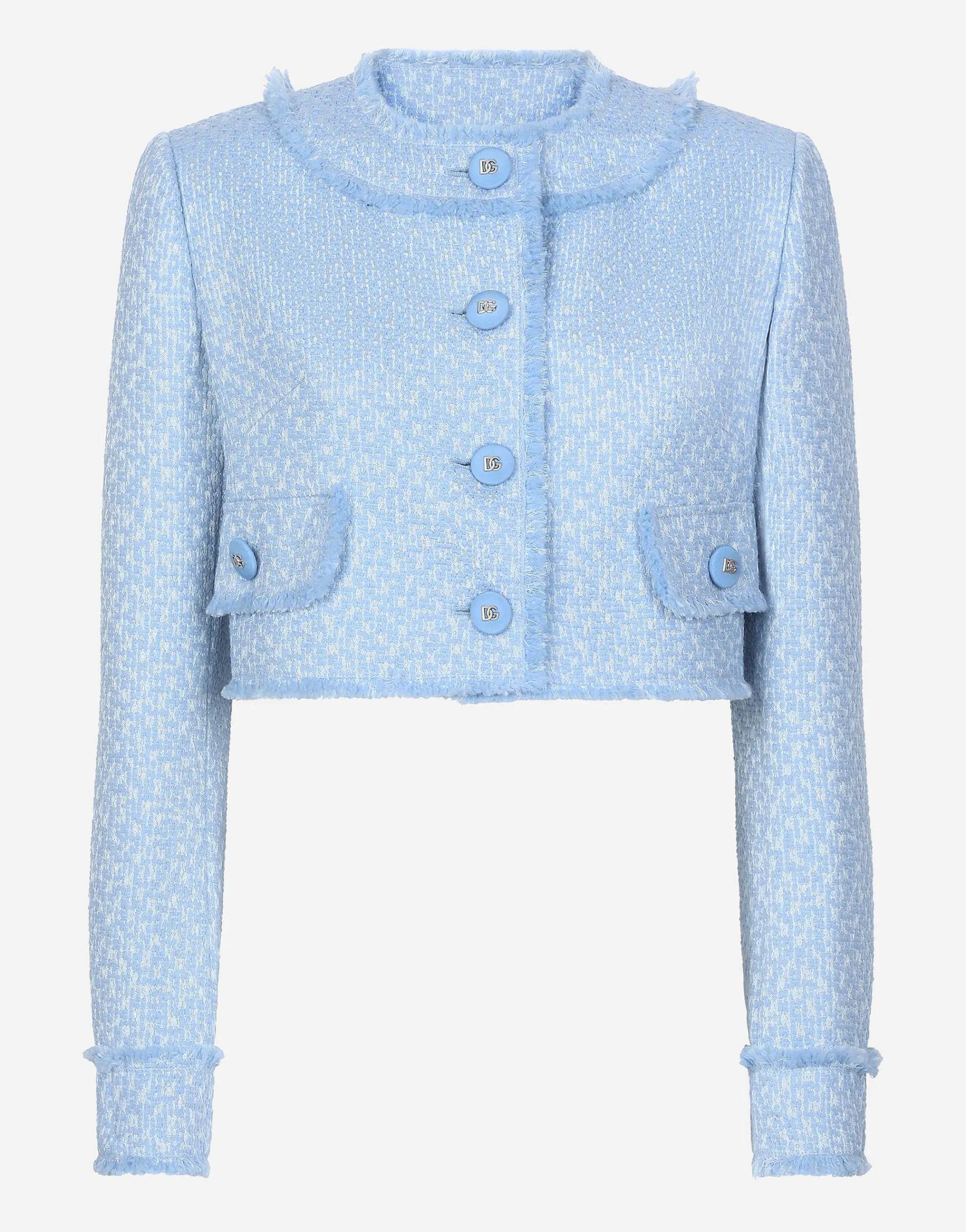 Short raschel wool tweed jacket