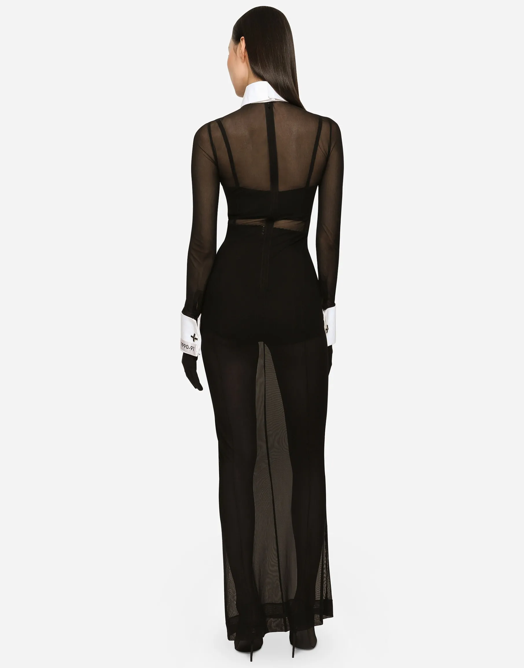 Short satin and marquisette corset
