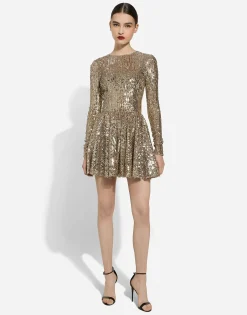 Short sequined dress with circle skirt