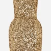 Short sequined strapless dress