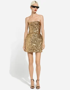 Short sequined strapless dress