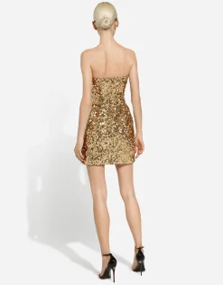 Short sequined strapless dress
