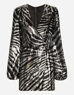 Short sequined wrap dress