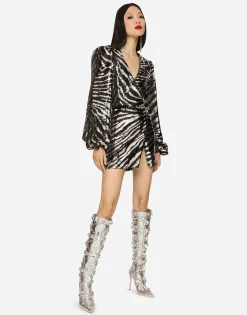 Short sequined wrap dress