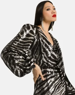 Short sequined wrap dress