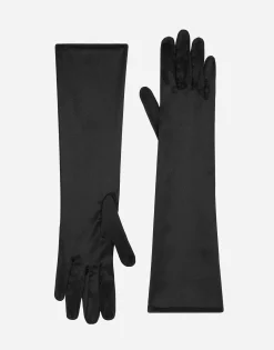 Short silk satin gloves