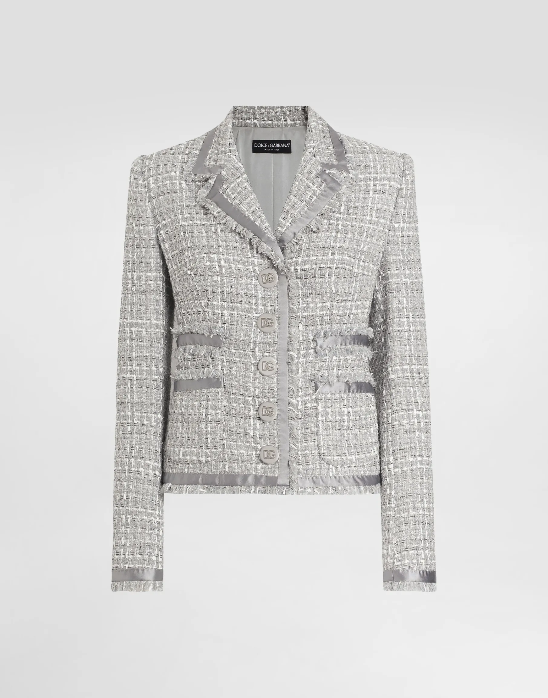 Short single-breasted lamé bouclé jacket