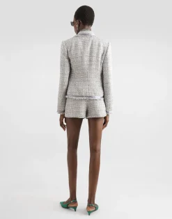 Short single-breasted lamé bouclé jacket