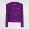 Short single-breasted wool crepe jacket