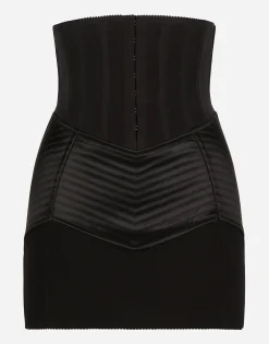 Short skirt with corset belt detail