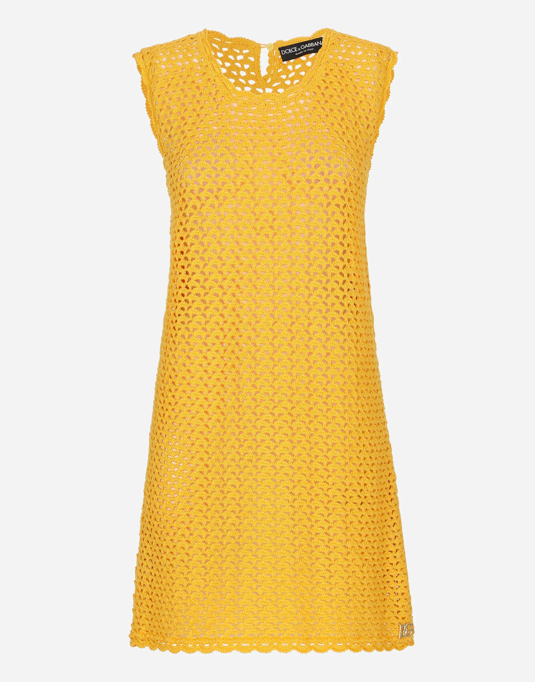 Short sleeveless crochet dress