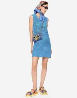 Short sleeveless crochet dress