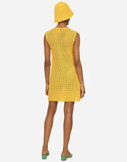 Short sleeveless crochet dress