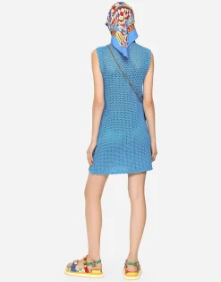 Short sleeveless crochet dress