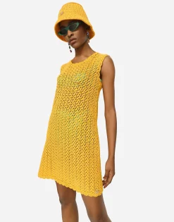 Short sleeveless crochet dress