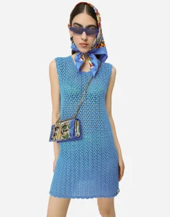 Short sleeveless crochet dress